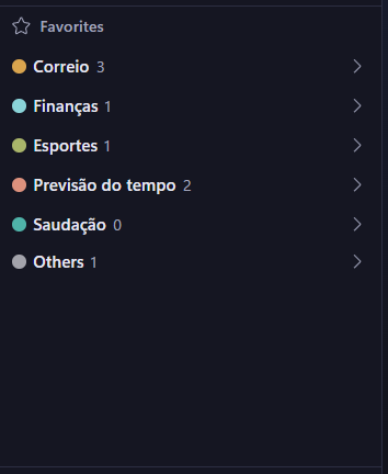 Tela do Agente de IA: favoritos com etiquetas